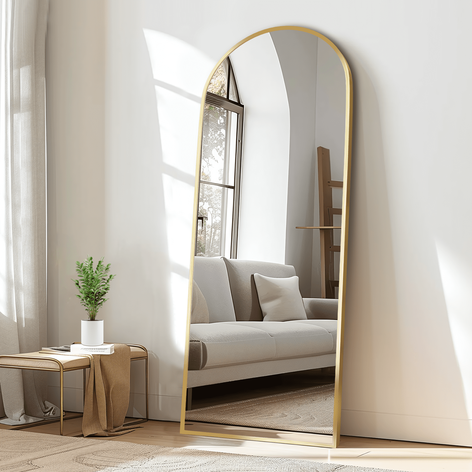 67"x24" Modern Arched Aluminum Alloy Frame Full Length Mirror Floor Mirror,Gold
