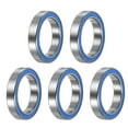 thumbnail image 1 of 6702-2RS Deep Groove Ball Bearing,15 x 21 x 4mm Z2 Double Rubber Sealed Chrome Steel Bearings,Blue,5 Pack, 1 of 5