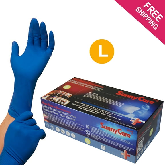 #6703 SunnyCare 50 powder-free 13MIL NFPA High-Risk & Emergency Latex Exam Gloves Size: Large