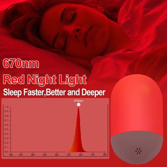 670nm Red Light Night Light for Sleep Therapy[4 Pack] - Zero Blue Light, with Dusk to Dawn Sensor Auto On/Off LED Night Light Plug into Wall for Nursery Bedroom Bathroom