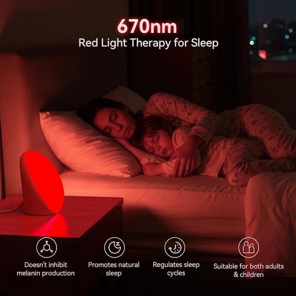 670nm Red Night Light, Red Night Sleep Lamp for Bedroom, Light Therapy Lamp with 10000 Lux Sun Light, 5 Color Temperatures, 5 Brightness Levels, 4 Timer Settings, Smart Touch & Remote Control