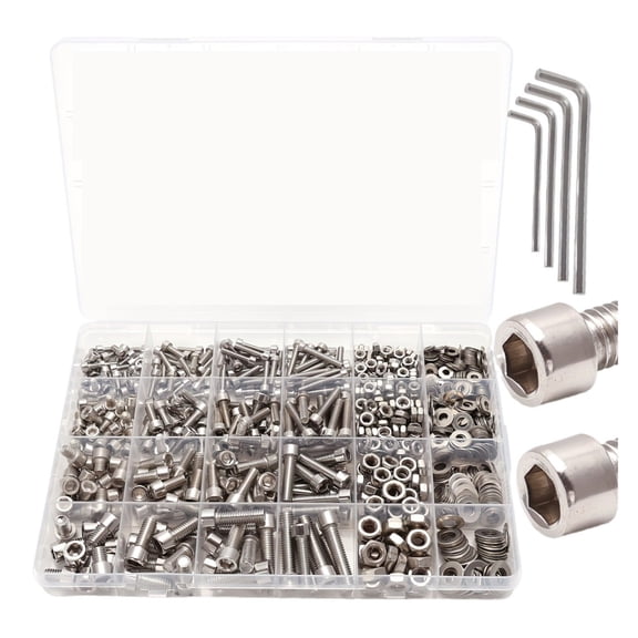 670pcs/box Stainless Steel Screw And Bolt Combination Set Hex Head Includes Flat Washer Wrench