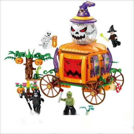 673 PCS Pumpkin Carriage Building Kit ,Halloween Building Blocks Set ,DIY Ghost Monster Stem Construction Toys ,Halloween Decoration Toys Gifts for Boys&Girls 5-12Years