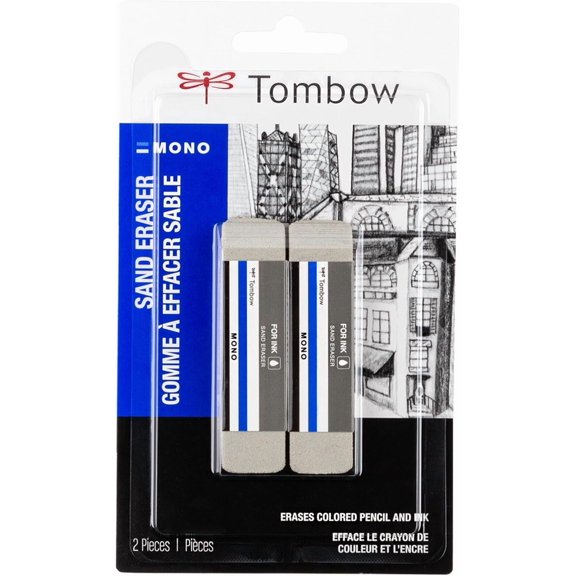 67304 Mono Sand Eraser, 2-Pack. Silica Eraser Designed to Remove Colored Pencil and Ink Markings