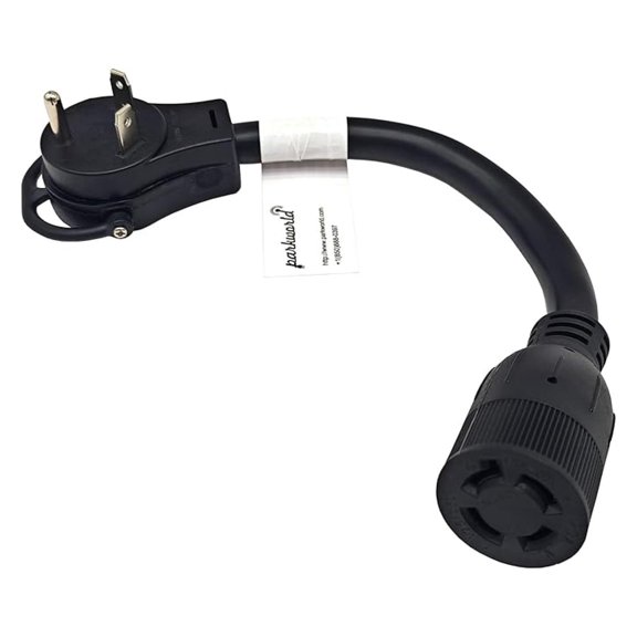 67515 NEMA TT-30P to L14-20R 20 Amp Generator Adapter Cord, Transfer Adapter, RV 30A TT-30 Male Plug with Handle to Generator 20A 4-Prong L14-20 Female Receptacle