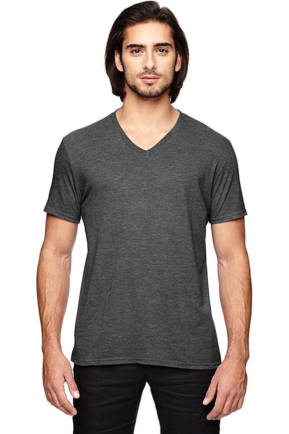 6752 Anvil Adult Triblend V-Neck T-Shirt - Heather Dark Grey - XS