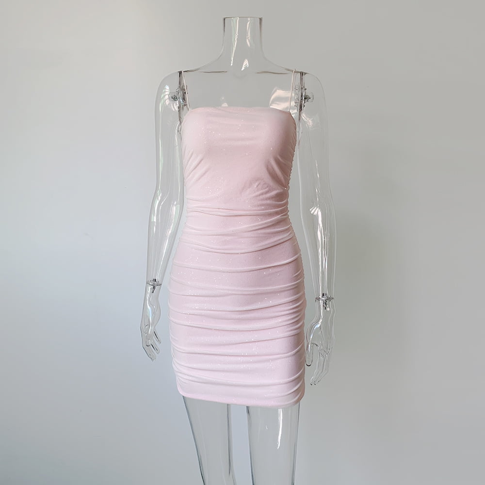 6776 European and American Spice Girl Style Sling Dress Summer Glitter