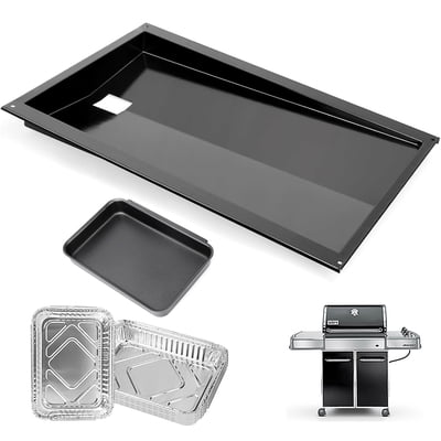 67767 Grease Tray, 67047 Catch Pan for Weber Genesis 300 Series (2007–2010), Fits Weber Genesis E-310 S-310 E-330 S-330 E-330, Includes 10 pcs Liners