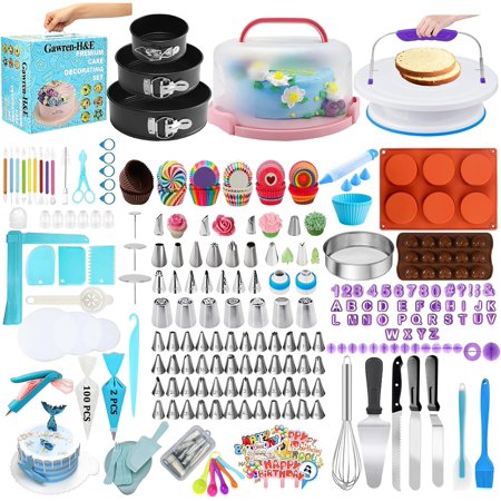678pcs Cake Decorating Kit,Baking Supplies with Decorating Tools,Cake Carrier,Cake Turntable,Piping Bags and 74 Tips,Springform Pans,Cake Decoratng Supplies Kit for Beginners/Professional