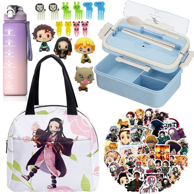 67PCS Anime Tanjiro Kamado Nezuko Kids Lunch Boxes Leakproof