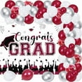 thumbnail image 1 of 67Pcs Congrats Grad Decorations 2024, Burgundy Red Graduation Decor with Congrats Grad Backdrop Red Silver Confetti Balloon Garland Arch Kit for Class of 2024 Grad Prom Graduation Supplies, 1 of 7