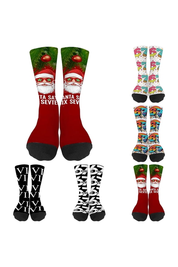 67Socks for Kids Six Seven Ice Cream Drip Funny Number Socks Meme Christmas Stocking Stuffing Gifts For Boys And Girls (5 pairs)