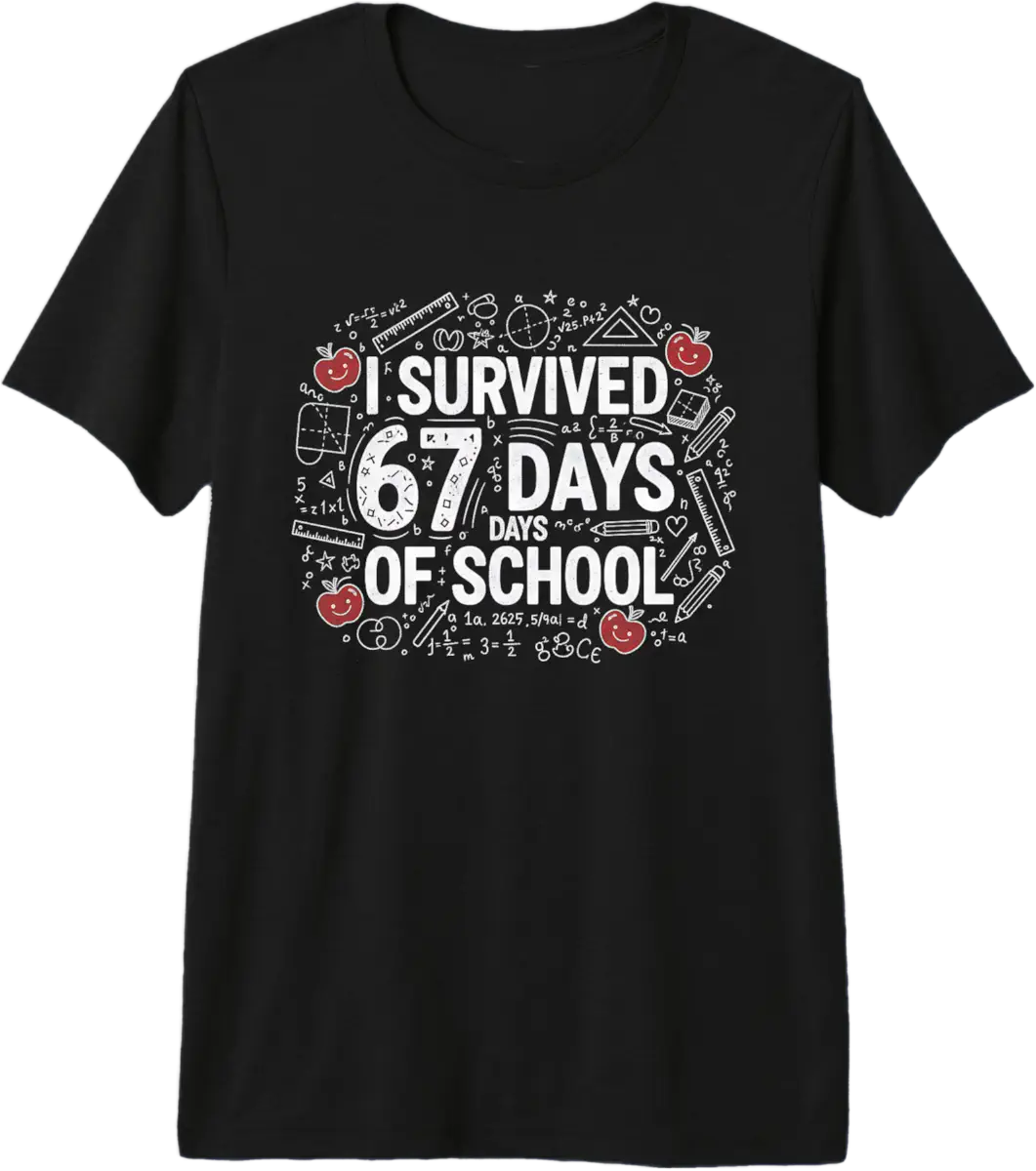 67Th Day Of School Teacher 67 Math Numbers 100Th Days Tri-Blend T-Shirt ...