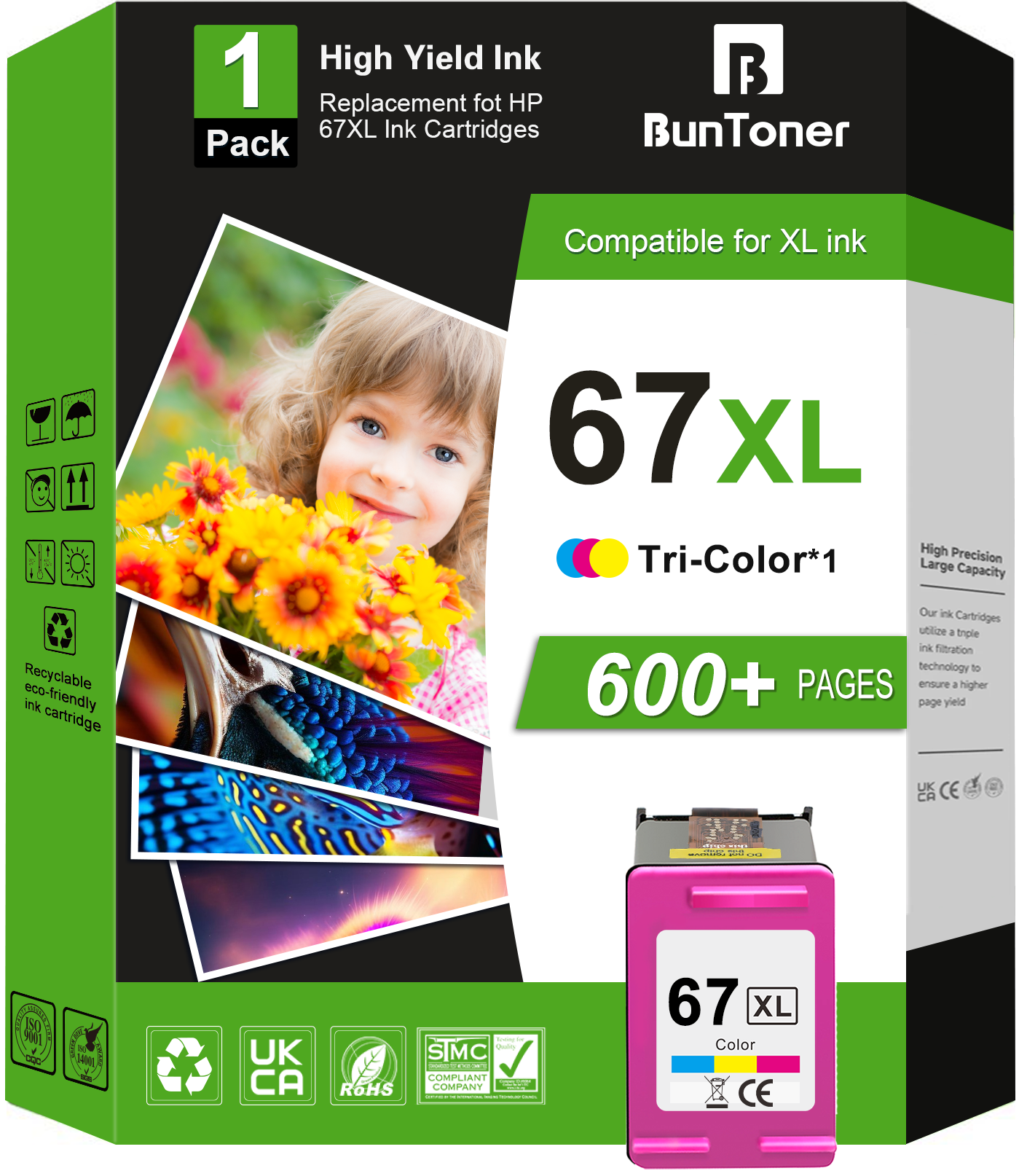 67XL 67 Ink Cartridge Compatible for HP 67 Color Ink Cartridge for ...