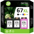 thumbnail image 1 of 67xl ink cartridges Compatible for hp 67 ink cartridges hp ink 67 for DeskJet 2755e 2855e 4155e 3PK, 1 of 9