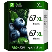 67 Black Ink Cartridge Compatible for HP Ink 67 67XL Black Ink Cartridge for Deskjet 2700 2700e (2 Pack)