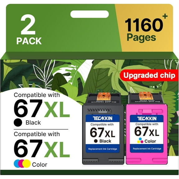 67XL Ink Cartridge Black/Color Combo Pack Replacement for Ink 67 67XL Printer Ink Works for DeskJet 2827e 4227e 2755e 2855e 2800 4155e 2755 2852e Envy 6055e 6000 6455e(2 Pack)