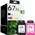 thumbnail image 1 of 67 XL 67XL Ink Cartridges 2-Pack Black and Tri-Color Compatible for HP 67 Ink Cartridges for DeskJet 2700 2700e 2855e 2755 2755e 4155e 4255e Envy 6000 6400 6055e Printers, 1 of 9