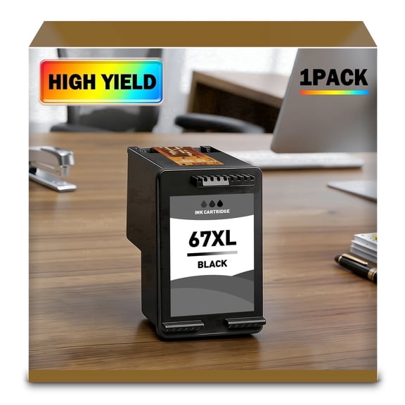 67XL Ink Cartridge Black for 67 Black Compatible with DeskJet 1255e 2852e 2855e 2800e& ENVY 6010e 6020e 6055e 6075e
