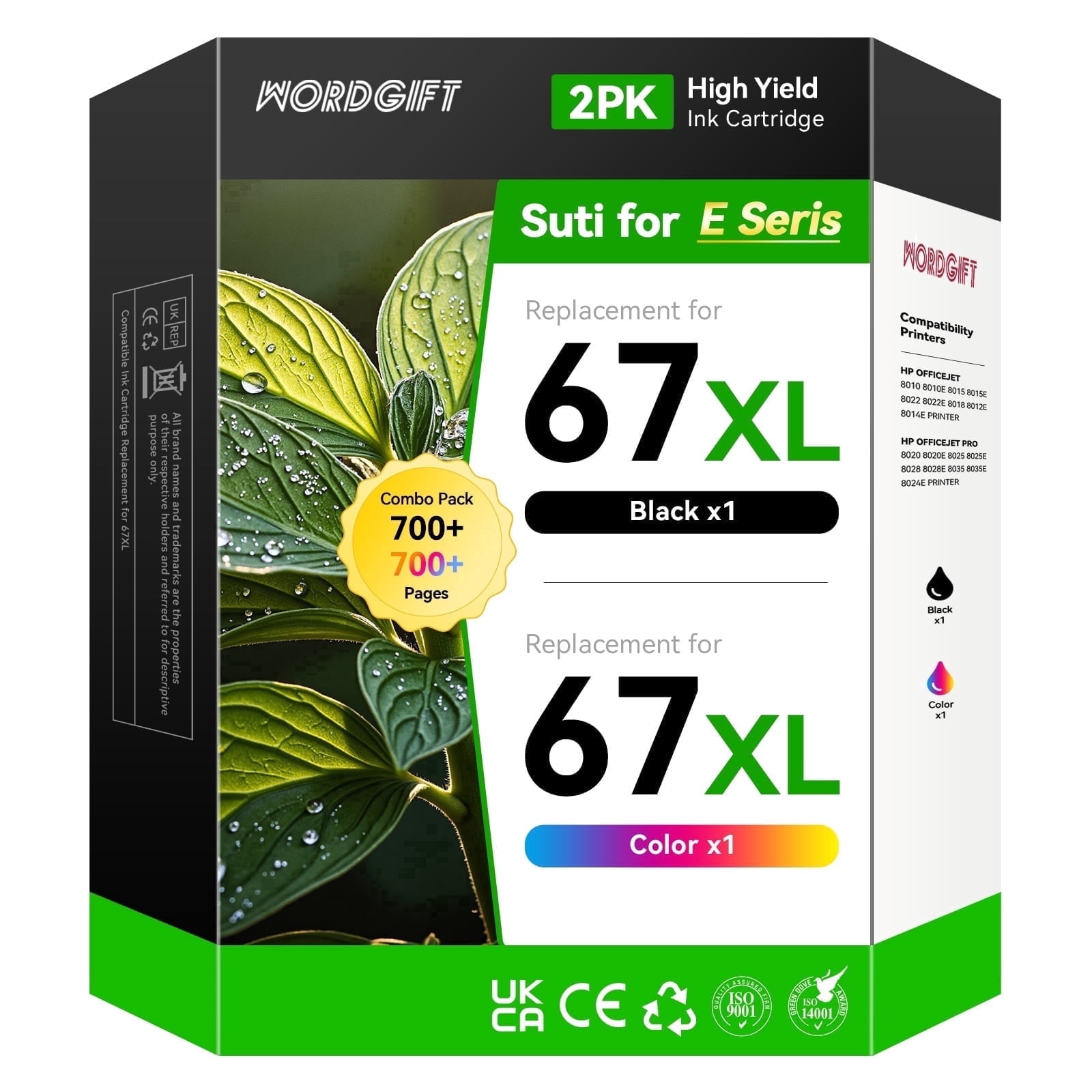 67 XL Ink Cartridge Compatible for HP 67 67XL Ink Cartridges（2-Pack Black & Tri-Color） for HP Ink 67 for Printer hp Ink