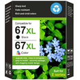 thumbnail image 1 of 67XL Ink Cartridges Compatible for HP 67 Ink Cartridge for HP Printer Ink 67 Black and Tri-Color for HP DeskJet 2852e 2842e 4252e, 1 of 10