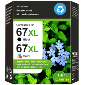 67XL Ink Cartridges Compatible for HP 67 Ink Cartridge for HP Printer Ink 67 Black and Tri-Color for HP DeskJet 2852e 2842e 4252e