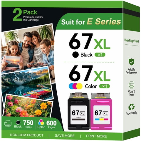 67 Ink Cartridge Compatible for HP Ink 67 XL 67XL for Printer Ink HP 67 for DeskJet 2852e 2842e 4252e 2827e 2855e Envy 6055 6455e