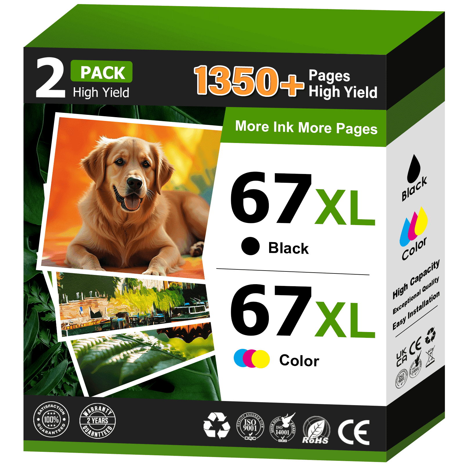 67 Ink Cartridge Compatible for HP Ink 67 XL 67XL for Printer Ink HP 67 for DeskJet 2852e 2842e 4252e 2827e 2855e Envy 6055 6455e