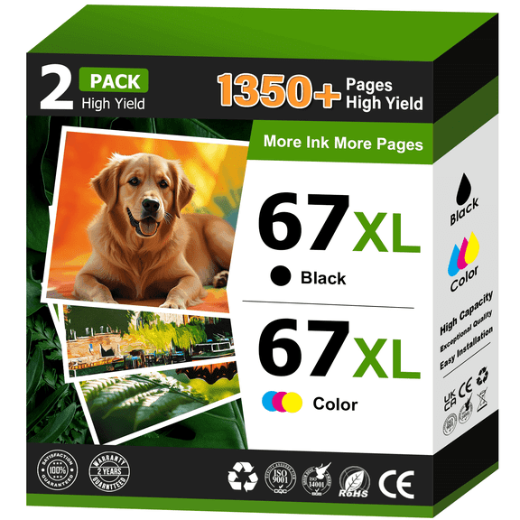 67 Ink Cartridge Compatible for HP Ink 67 XL 67XL for Printer Ink HP 67 for DeskJet 2852e 2842e 4252e 2827e 2855e Envy 6055 6455e