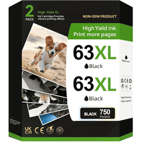 63XL Ink Cartridge Compatible for 63 Black Ink Cartridges for HP Officejet 3830 4650 4652 Envy 4520 4512 4650 Deskjet 3630 3632 Printer(Black, 2-Pack)