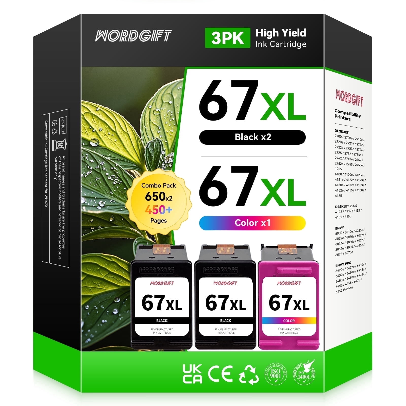 67 XL Ink Cartridges  Compatible for HP 67 Ink Cartridge for Printer HP Ink 67 for DeskJet 2700 2700e 2752 2752e 2755 2755e for HP Ink  Black Tri-color