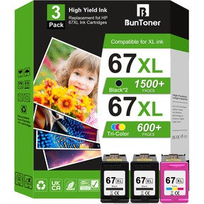 67XL Ink Cartridges Compatible for HP 67 for Printer Ink HP 67 for Deskjet 2755e 2855e 2742e 2752e 4155e 4255e 6055e 6065e (2 Black, 1 Tri-Color)