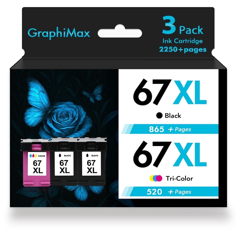 67XL Ink Cartridges 67 67XL Black and Color for OfficeJet 2755e 2755 ...
