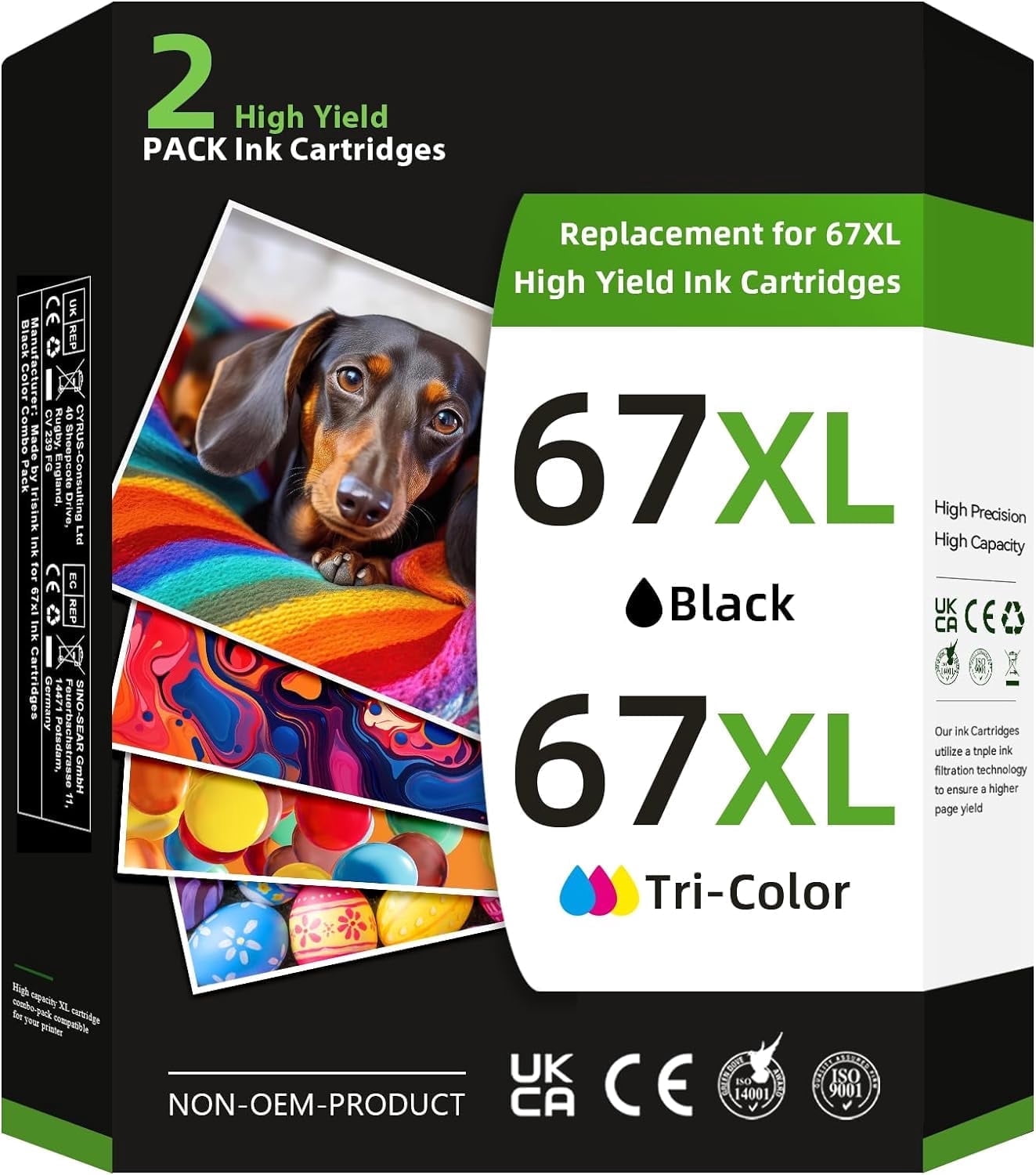 67XL Ink Cartridges Compatible for 67 XL Ink 67 Printer Ink 67 Fit for DeskJet 2700e 2700 2855e 2755e 2755 4155e 4255e for Envy 6000 6055e Printer