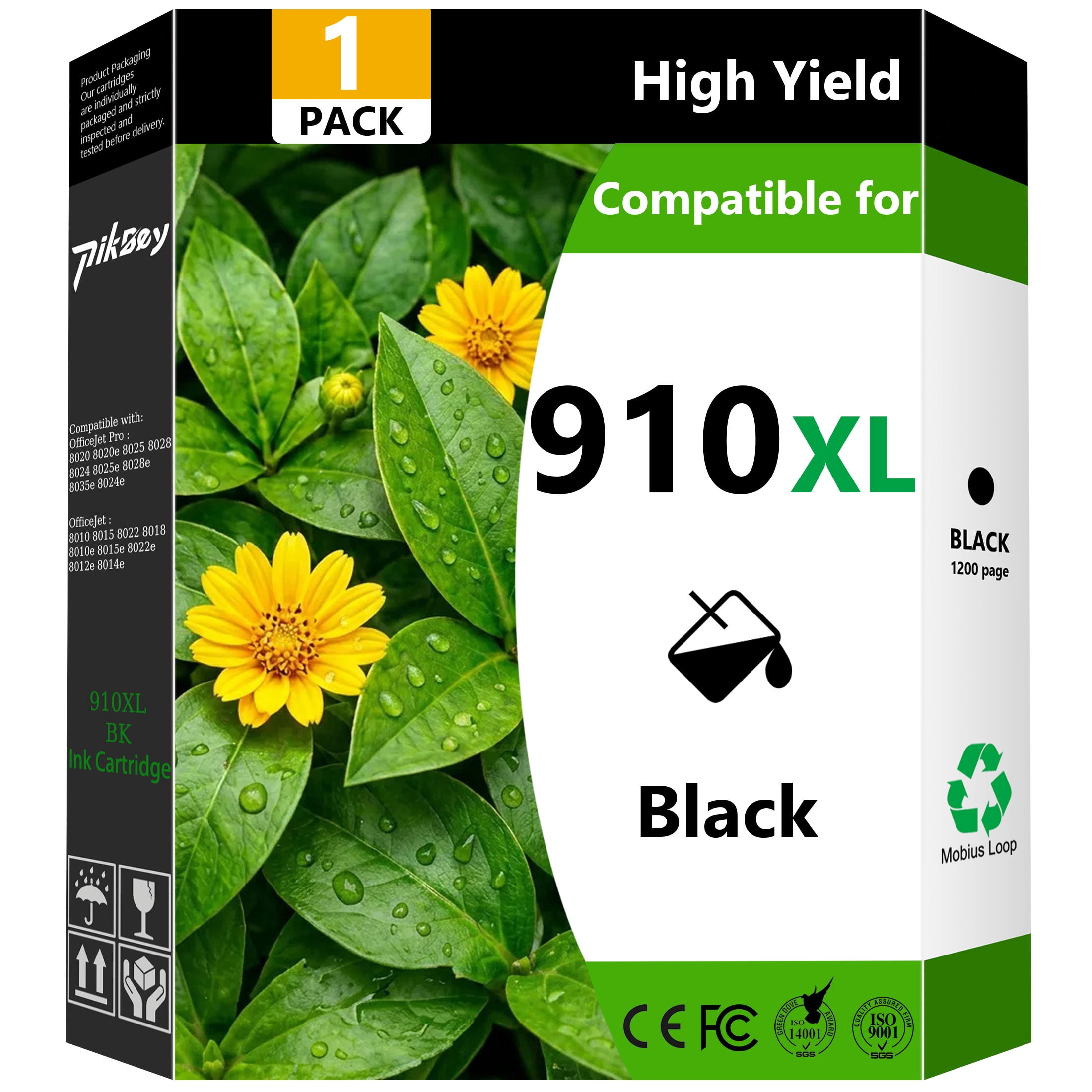 910XL 910 XL Ink Cartridges 1-Pack Black Compatible for HP 910XL 910 Ink Cartridges for OfficeJet 8020 8015e  OfficeJet Pro 8025e 8020e Printer