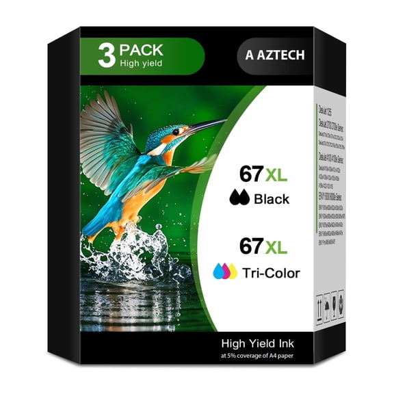 67XL Ink Cartridges Compatible for HP 67 67XL Ink Cartridges DeskJet 2755e 2855e 4155e 4255e 6055e 6065e (3-PACK)