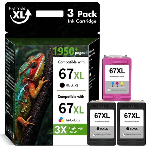 67XL Ink Cartridges Compatible for HP 67 Ink Cartridges DeskJet 2755e 2855e 4155e 4255e 6055e 6065e (3 PACK)