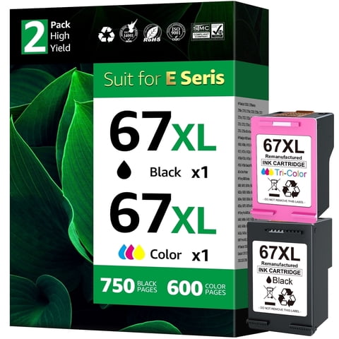 67XL Ink Cartridge Compatible for HP 67 Ink Cartridge Bundle for HP Ink 67 (Black, Tri-Color)