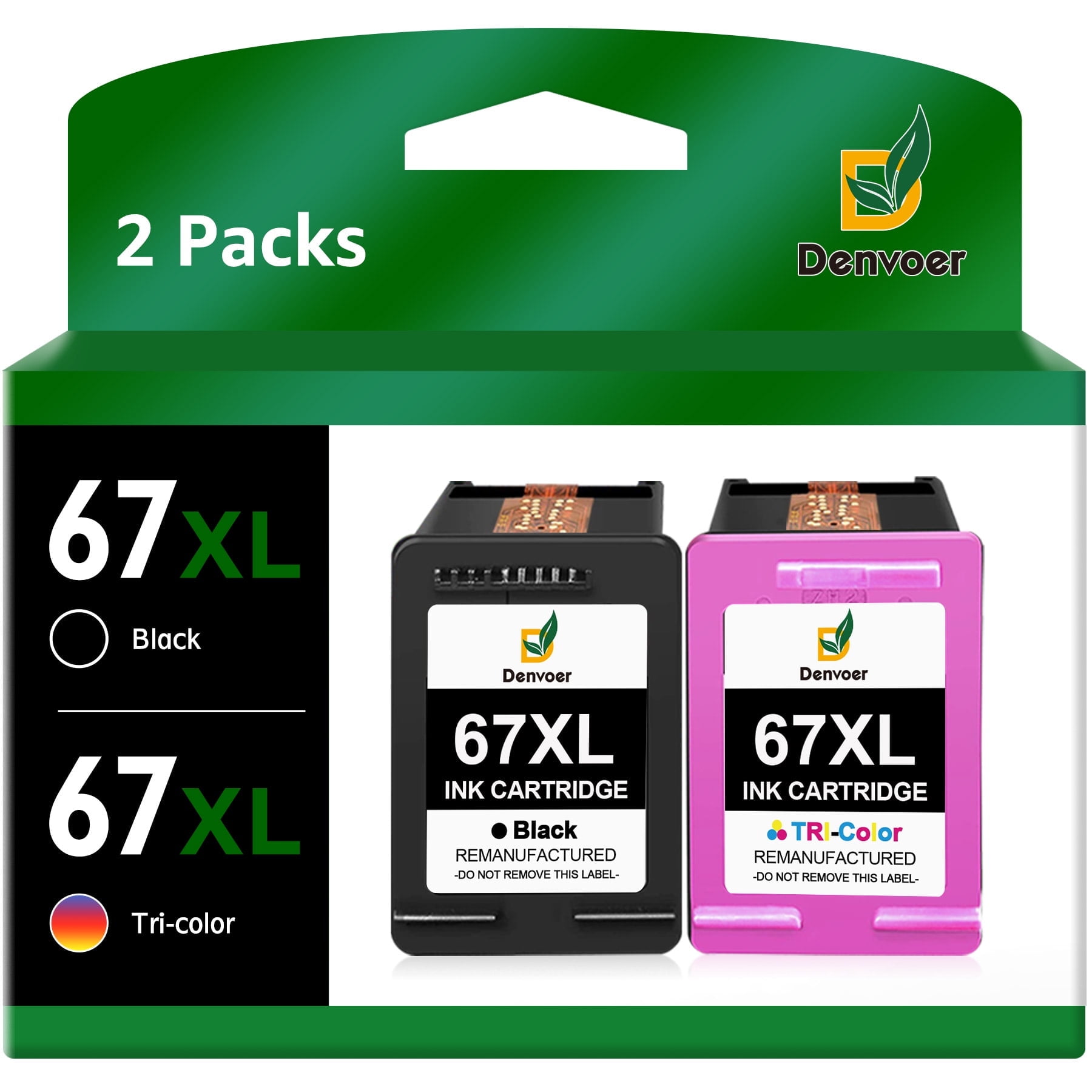 67XL Ink Cartridges Replacement for HP 67 Ink Black Color Combo for HP