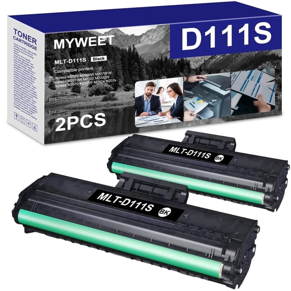 MLT-D111S Toner Cartridge 2-Pack Black High Yield Compatible for Samsung 111S MLT111S MLT D111S for Xpress M2020W M2070FW M2020 M2024W Printer Ink