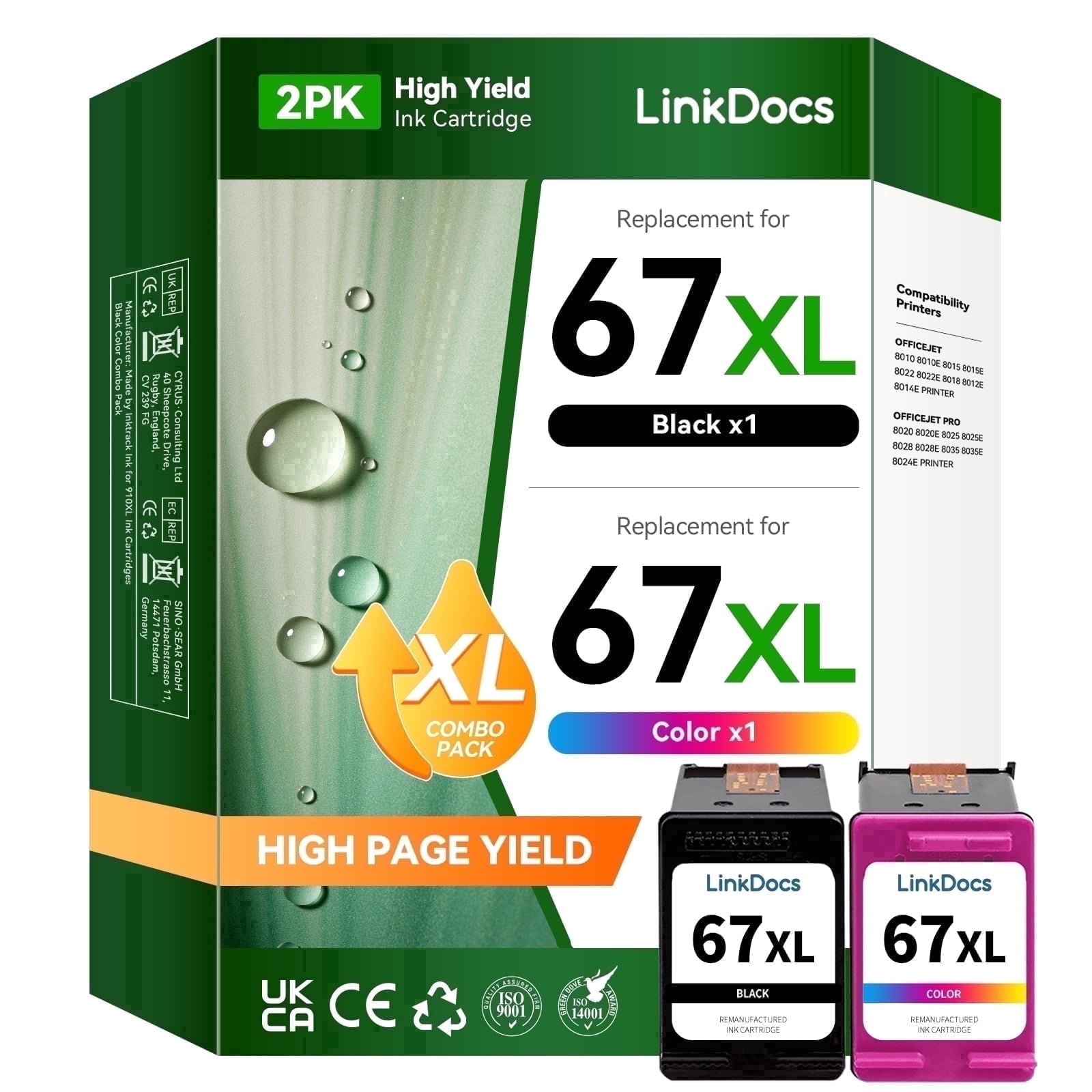LinkDocs 67 XL Ink cartridges Compatible for HP  67 Ink Cartridge for HP Ink  67 for HP 67 Black Ink Cartridge for Printer Ink (Black, Tri-color)