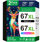 67 Ink Cartridge Compatible for HP Ink 67 for HP Printer Ink 67 67XL for HP DeskJet 2852e 2842e 2700 2752e 2755e Black Tri-color