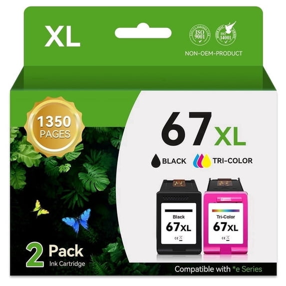 67 XL Ink Cartridges Compatible for HP 67 Ink Cartridge for Ink 67 for Deskjet 2700 4100 2755 4155 4152 Envy 6458 6000 6400 6055 6052 Printer(Black, Tri-Color)