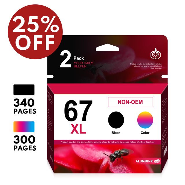 67XL Ink High Yield Replacement for HP 67XL DeskJet 1255 2700 4100 ENVY