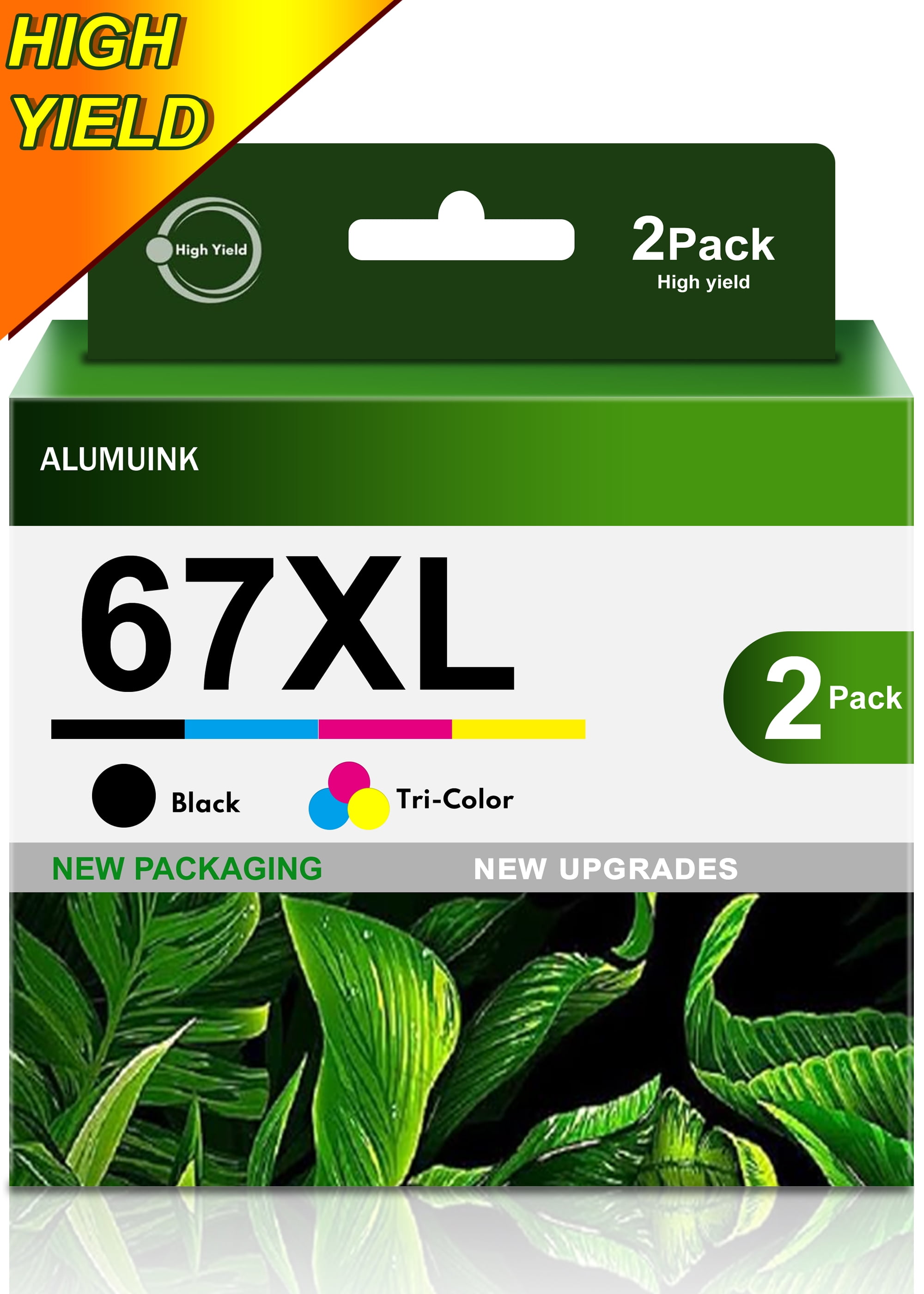 67XL Ink Highyield Black/Color Combo Pack Replacement for HP Ink 67