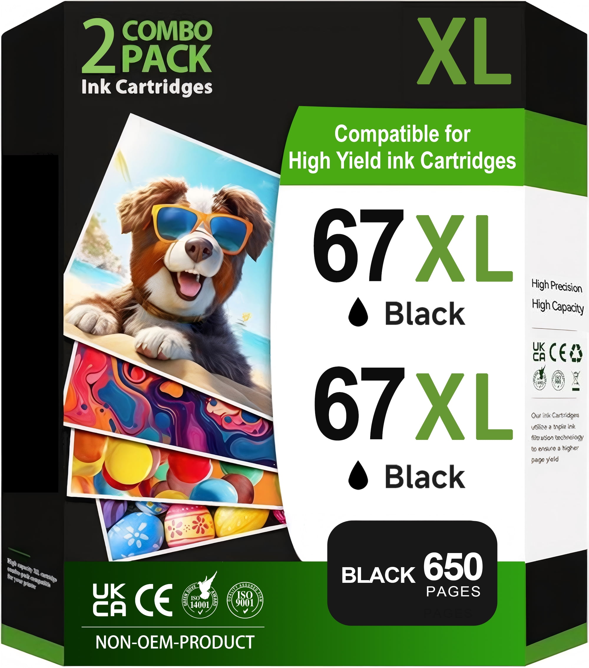 Replacement 67XL Ink Cartridges For HP Printers – 2-Pack (Black & Tri-Color), High Yield