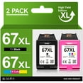 67XL Printer Ink for HP 67 Ink Cartridges Black/Color Combo Pack