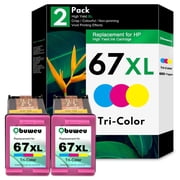 67XL Tri-Color Ink Cartridge 2 Pack Compatible for HP67 XL Ink for Deskjet 2700 2700e 2752 Printer