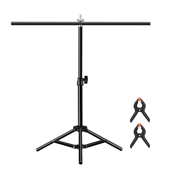 67cm T-Shape Photo Studio Background Support Stand Backdrop Crossbar Bracket with Clips, No