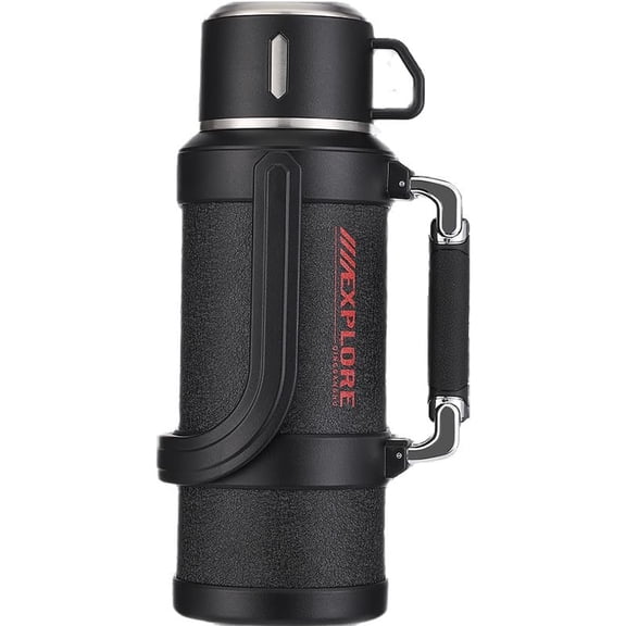 67oz Large Coffee Cup for Hot Drinks Stainless Steel Large Hand Insulated Water Bottle With Cup and Handle Leakproof Water Flasks Keep Cold 48h Hot 48h for Camping Gathering Fishing